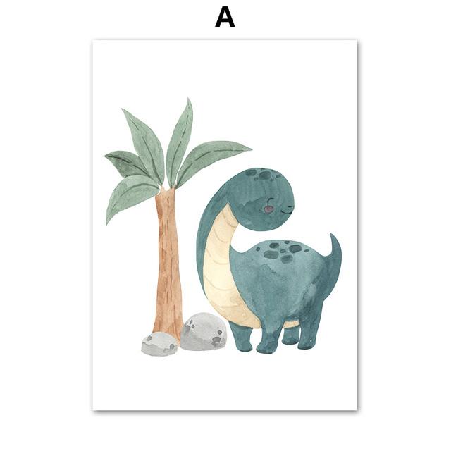 Nursery Nordic Poster and Prints Cute Dinosaur Egg Tree Leaf Monstera Wall Art Canvas Painting Wall Pictures Boy Kids Room Decor No Frame