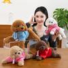 Simulated Sweatshirt Teddy Dog Plush Toys Home Cute Pet Ornaments Collar Puppy Ring Exchange Birthday Gift