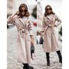 Women's Autumn/Winter Minimalist Double-Breasted Long-Sleeve Woolen Coat With Lapel