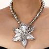 Stereoscopic Large Volume Flower Pendant Wrinkled Flowers Pendant Necklace  Daily Occasion