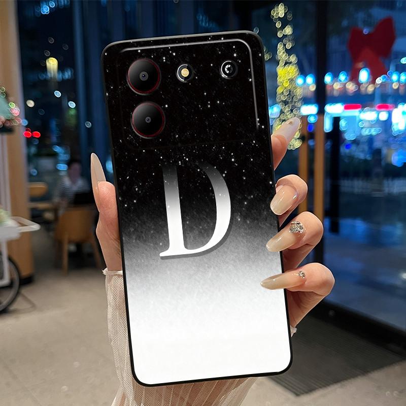 Case For ZTE Blade A54 4G Soft Silicone Black Shell ZTE Blade A54 4G Beautiful Letter Starry Sky Pattern Anti-scratch Cover