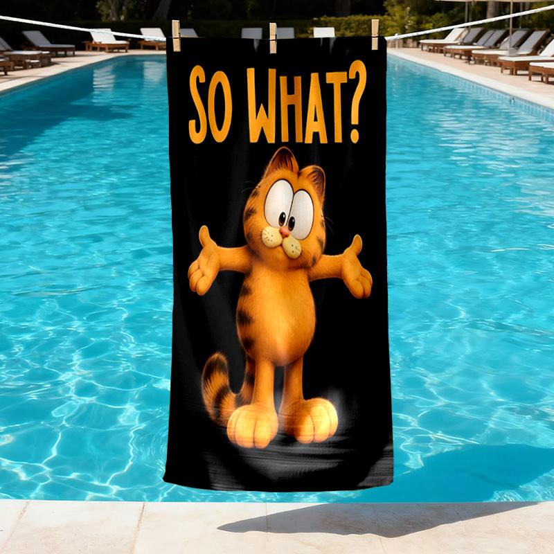 Garfield Print Beach Towel Design, Soft, Lightweight. for Home Bathroom, Spa, Pool, Yoga, Surfing, Camping, Gift for Family, Friend