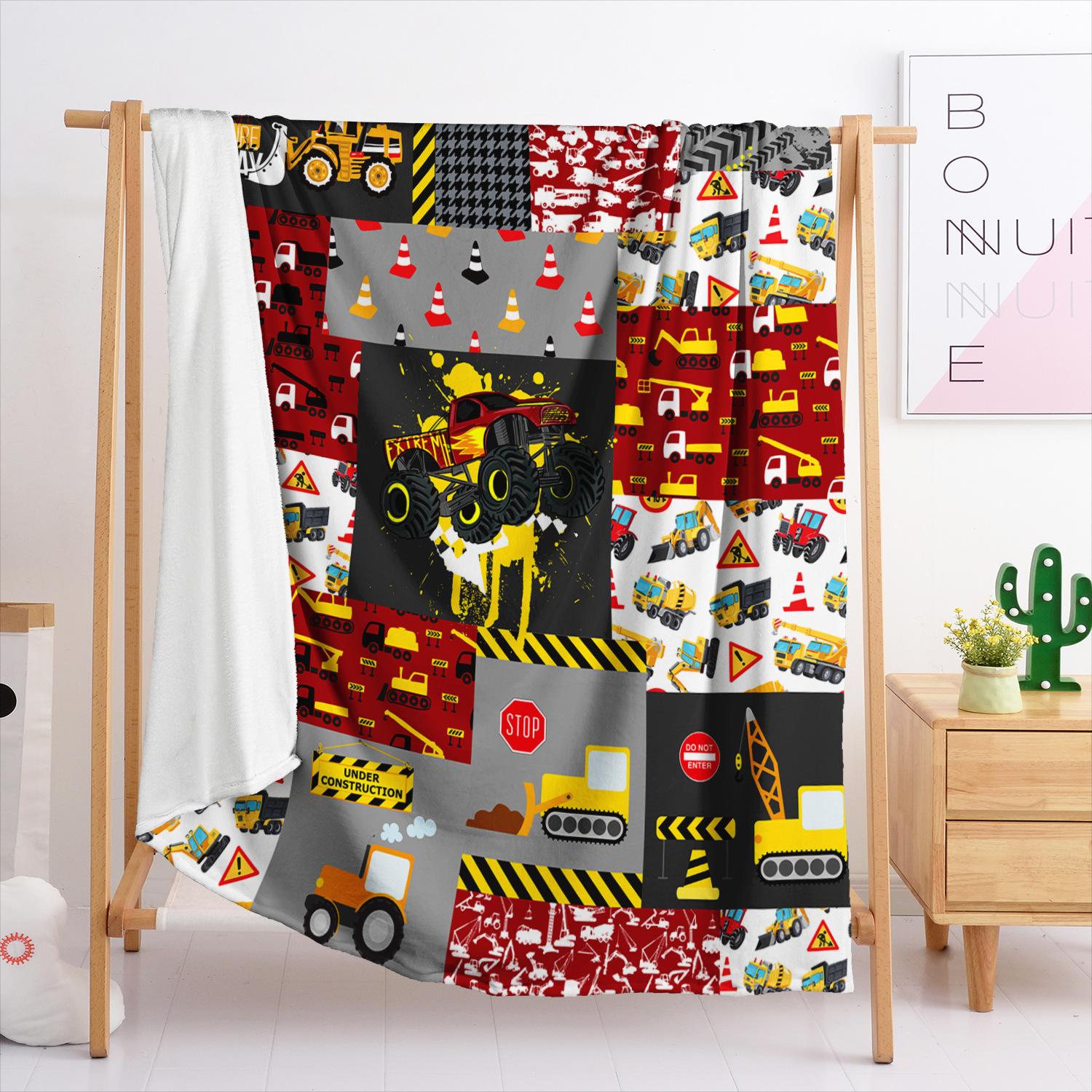 

Blanket Flannel Blanket Construction Vehicle Machinery 3D Digital Printing Blanket Blanket 120X90cm