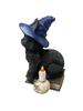 Witchy Cat Familiar With Magic Book Spirit Incarnate The Black Witches Cat Figurine Sits On A Grimoire With Hat