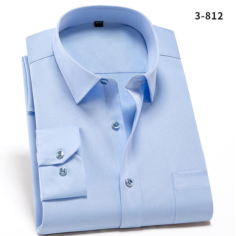 Anti-Wrinkle Men Shirts Long Sleeve Dress Shirts For Men Slim Fit Camisa Social Business Blouse White Pocket Office Shirt S-4XL