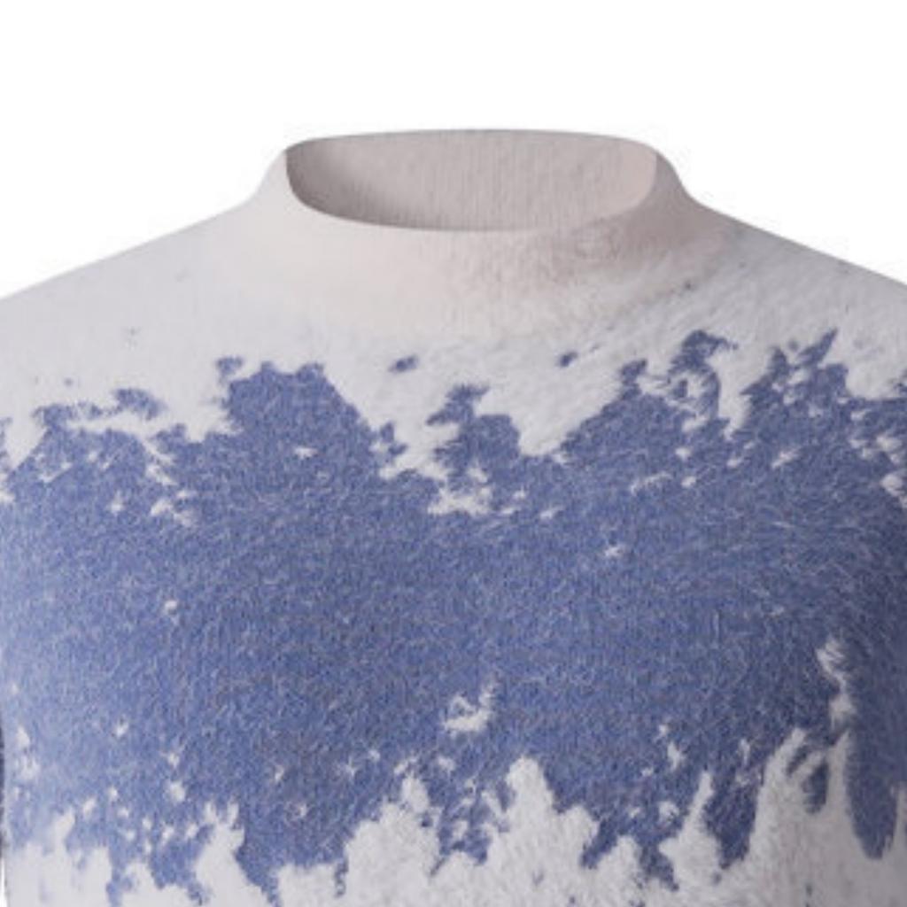 Men's And Women's Casual And Trendy Printed Color-blocked Thickened Semi-high Neck Sweaters, Men's Knitted Base Layer Sweaters, Round Neck Sweaters