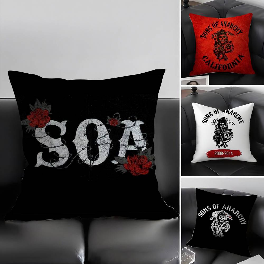 S-Sons of A-Anarchy Kissenbezug Haus Schlafsaal Stuhllehne Kurzer Plüsch Doppelseitiger Druck Büro Nickerchen Zeit Kissenbezug