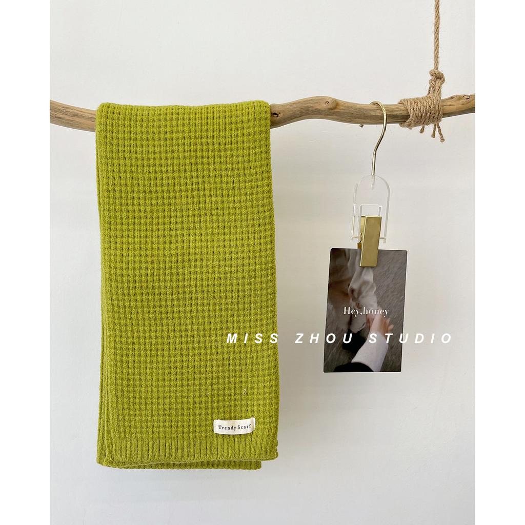 Korean version ins retro blue knitted scarf women's autumn and winter fashion versatile student warm wool scarf men's tide