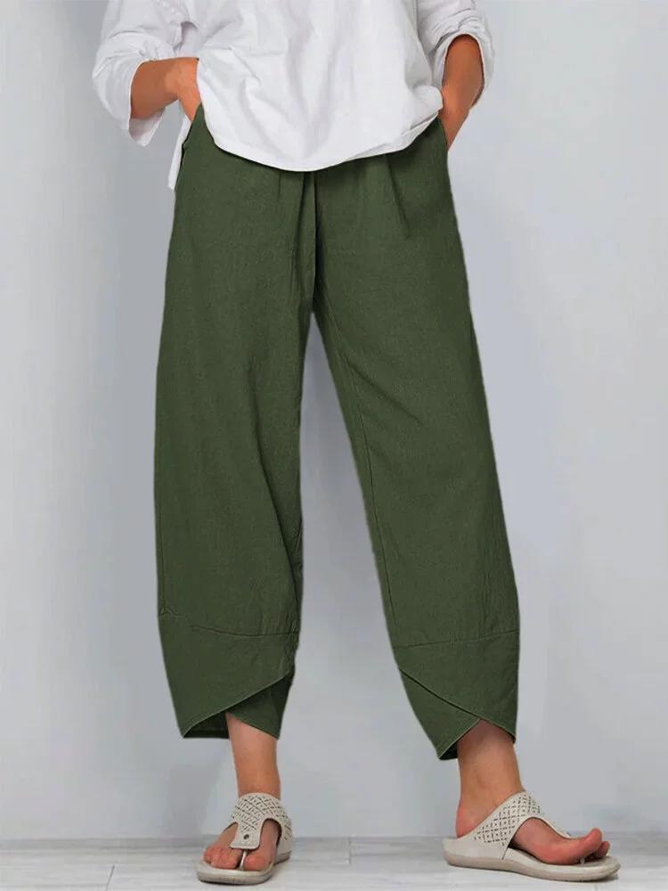 Elastische Taille Katoen Linnen Losse Casual Broek Huisbroek Dames