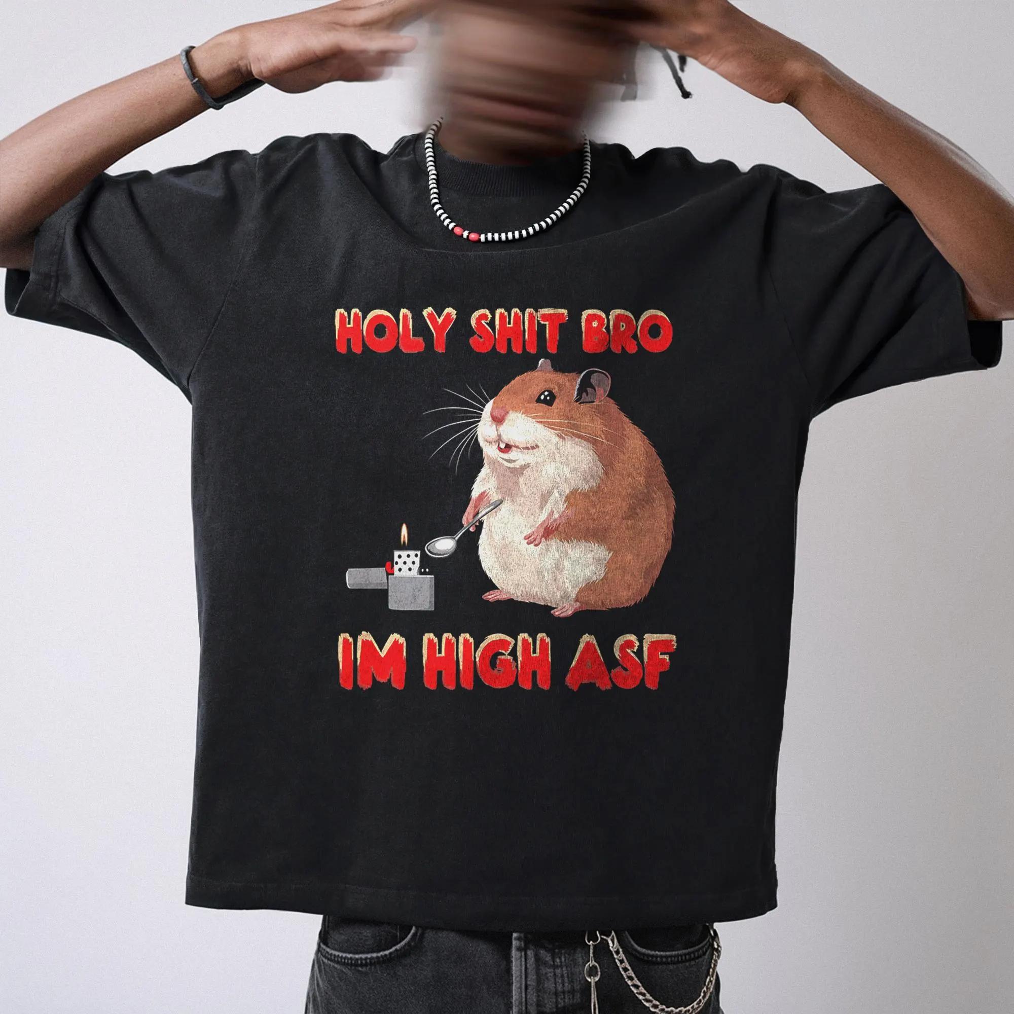 Y2K Hamster Meme TShirt Funny GenZ Graphic Tee Summer Mens and Womens Loose and Breathable Tshirt Top S