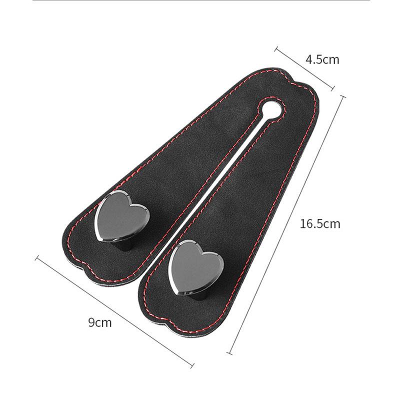 Heart Shape Metal Car Seat Headrest Hooks 2 In 1 Leather Car Seat Back Hook Purse and Bag Backpack Double Hook Car Seat Hanger