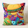 Drawing Graffiti Backrest Square Office Pillow Cover Funny Graffiti Pillow Home Sofa Cushion Cover