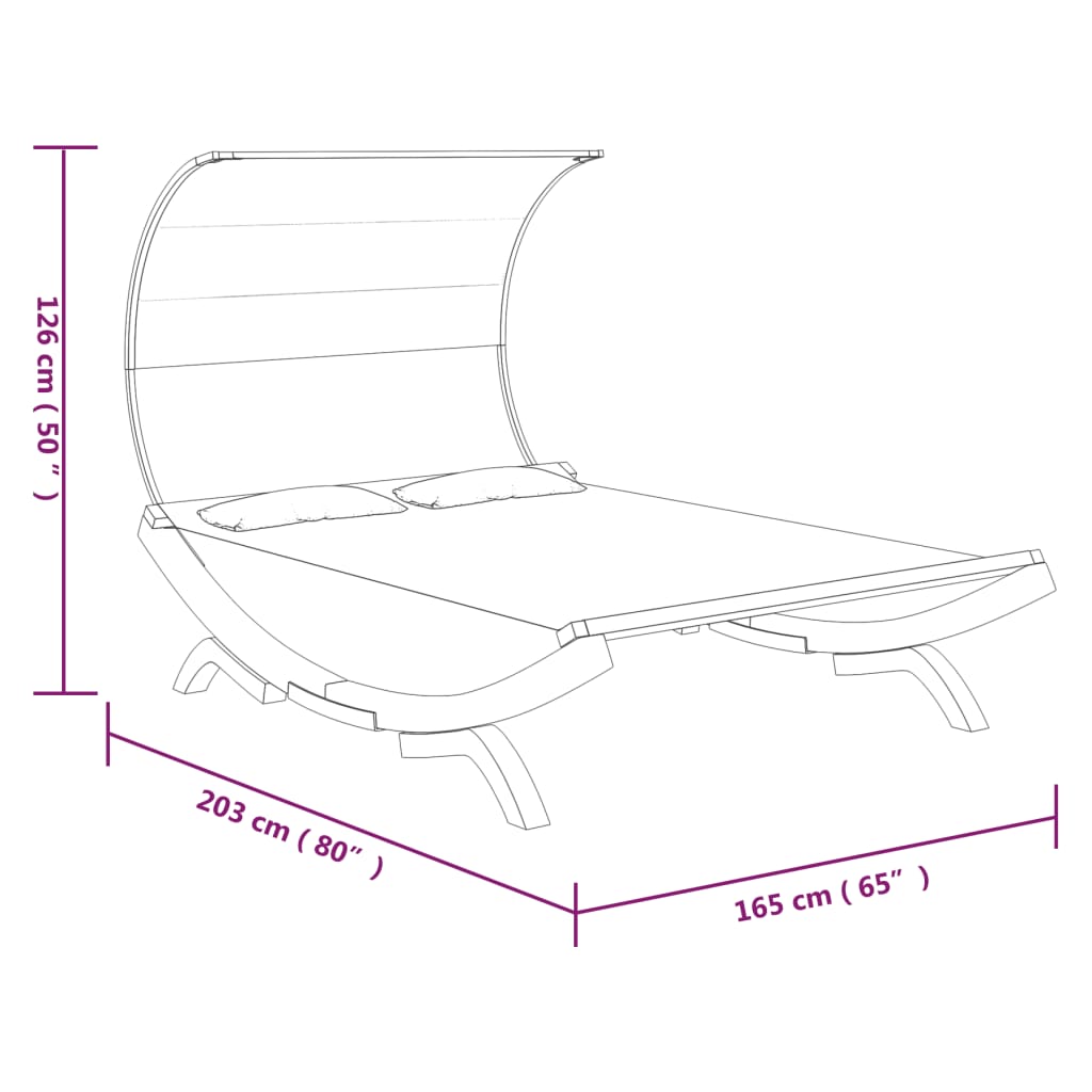 Sun Lounger with Canopy 165 X 203 X 126 Cm Solid Bentwood Anthracite Grey