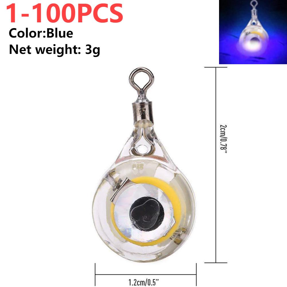 1-100PCS Mini Fishing Lure Light LED Deep Drop Underwater Eye Shape Fishing Squid Fishing Bait Luminous Lure to Attracting Fish