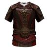T-shirt Sportiva da Uomo a Maniche Corte Traspirante ad Asciugatura Rapida con Stampa 3D Medievale di Armatura da Cavaliere, Abbigliamento Trendy Street Casual Cosplay