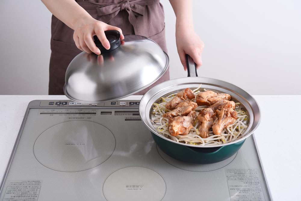 Ernest Easy Steams Food in a Frying Lid Serves as a Stainless Dishwasher Made in Made in Product Number Steamer, 24-26cm, Pan, Dishpan, Steel, Safe,