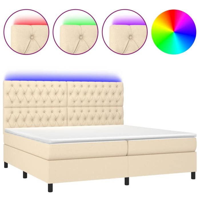 Maison Exclusive - Sommier à lattes de lit et matelas et LED Crème 200x200cm Tissu
