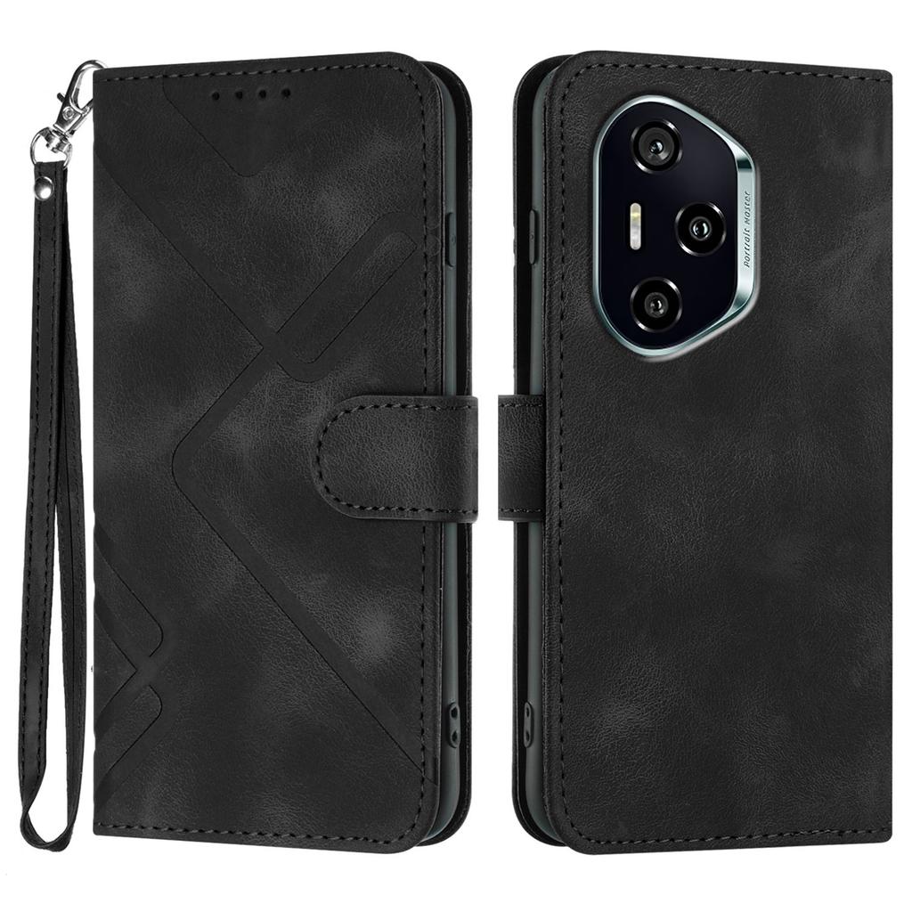 Für Honor 400 Brieftasche Hülle Liniengedrucktes PU-Leder Handyhülle mit Riemen