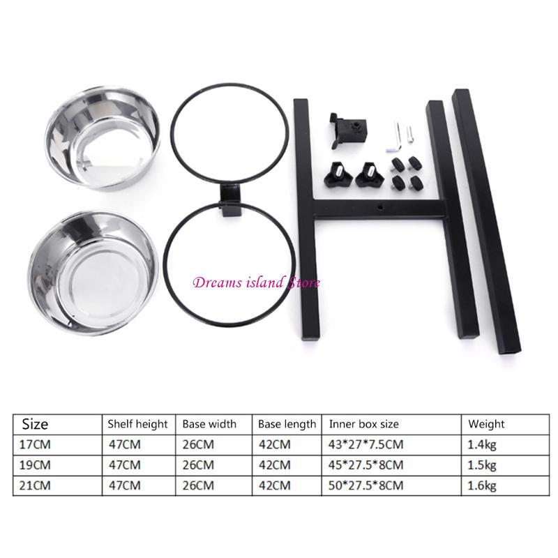 Dog Feeding Bowls Adjustable Elevated Pet Feeding Water Bowls with Stand HX6C