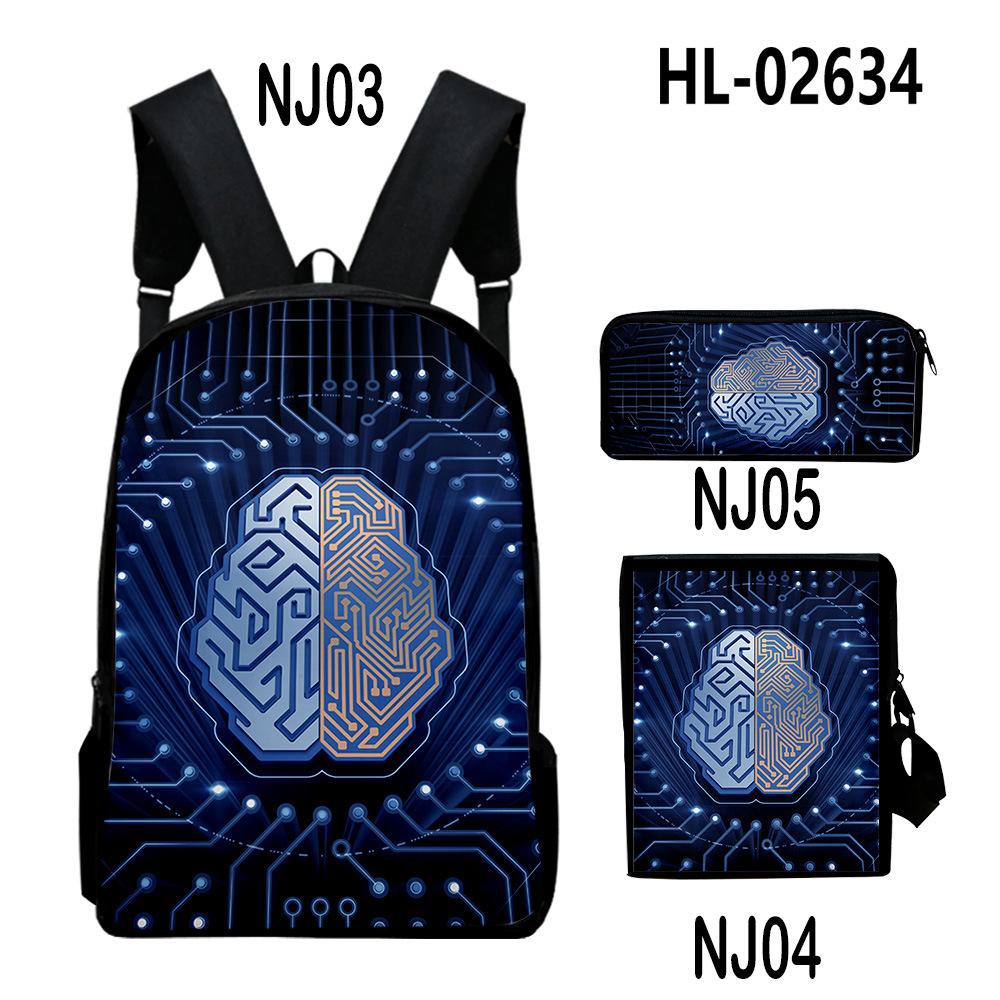 Stile Classico Novità Tecnologia Stampa 3D 3pz/Set pupilla Zaini Scolastici Zaino Daypack per Laptop Borsa a spalla inclinata Astuccio