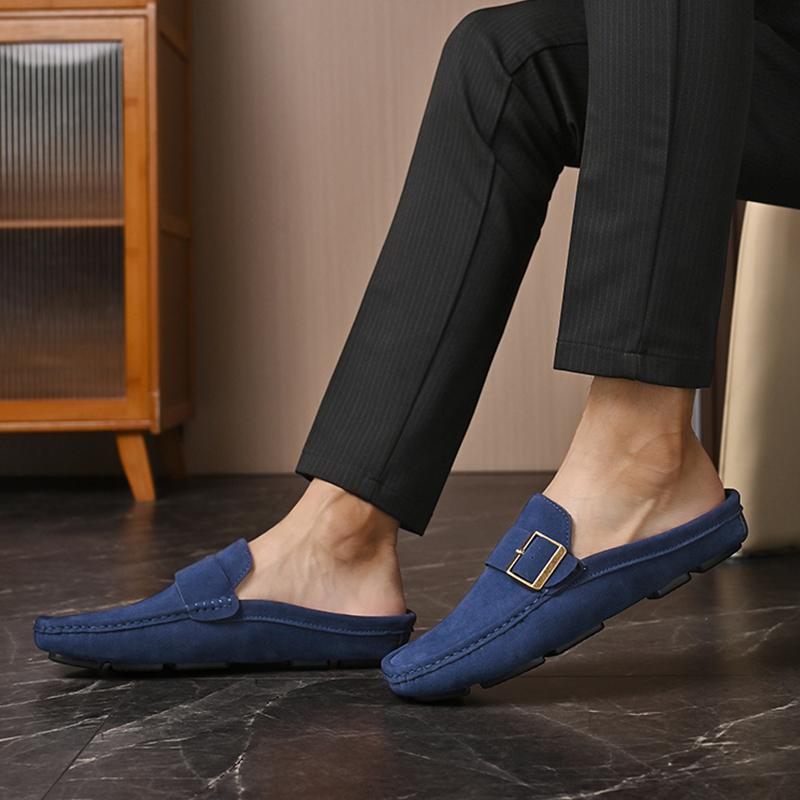 Men’s Moccasins Driving Shoes Summer Slippers Backless Clogs Wide Flats Casual Shoes Plus Size Sandals Over Sized