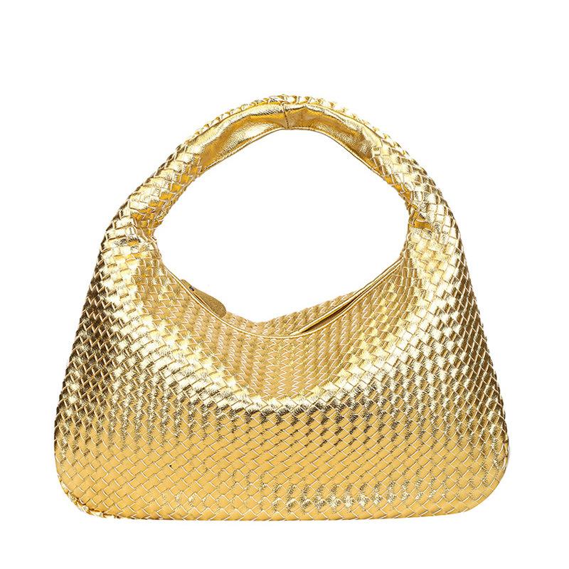 Simple Hand Woven Bag, Women's Fashionable Soft Leather Commuting Shoulder Bag, Versatile and Large Capacity