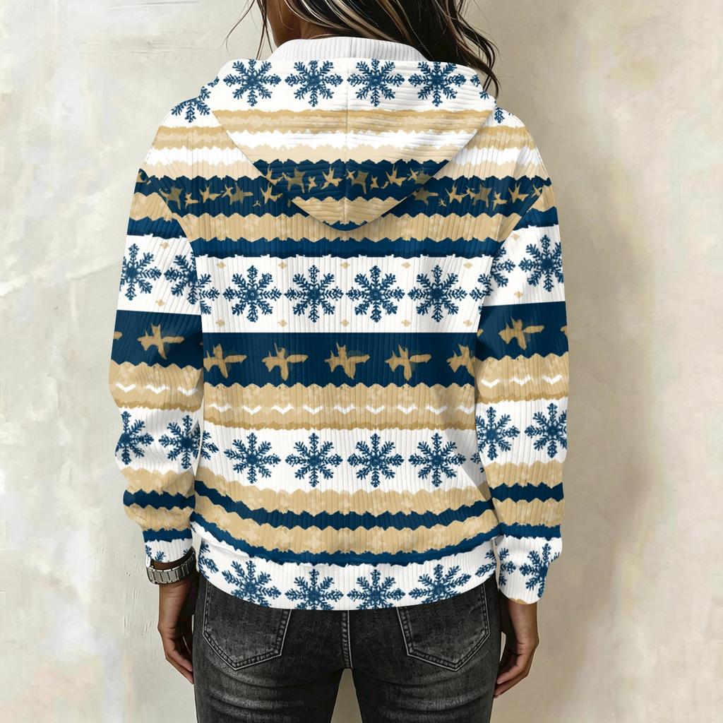 Women's Christmas Print Long Sleeve Hooded Pullover Sweatshirt