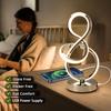 Modern Spiral Table Lamp, 7 Colors 10 Light Modes LED Nightstand Small Lamp with USB C+A Ports, Touch Dimmable Lamps for Living Room Bedroom Bedside,