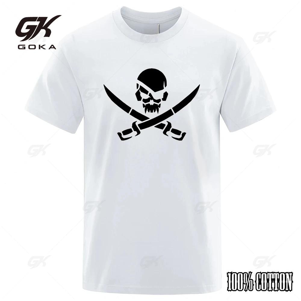 Pirate Skull Logo Funny Print TShirts Men Women Loose Tshirs Breathable Summer TShirts 100 Cotton Oversize Casual Tee