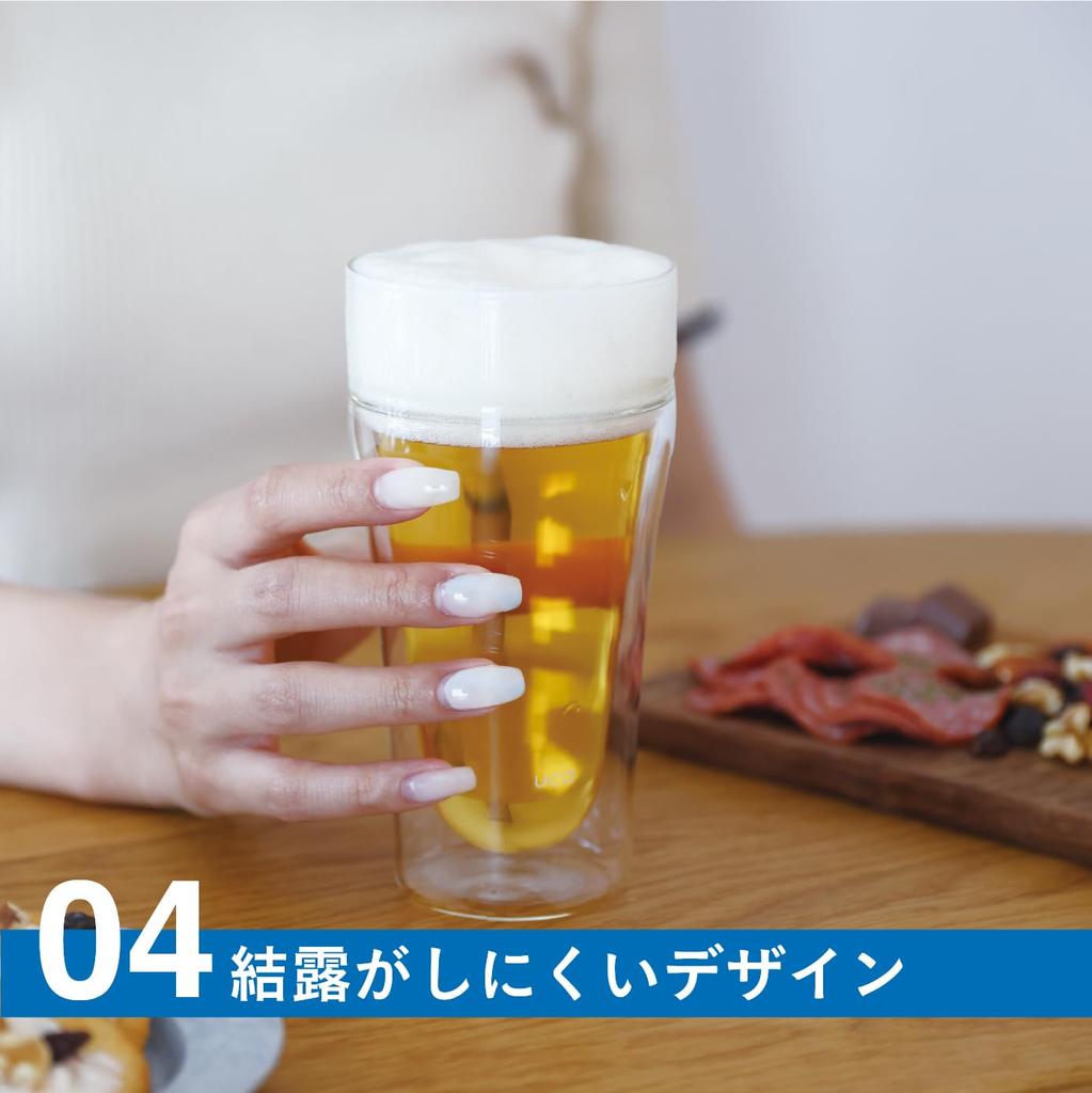 CB Japan Glass Dishwasher Double Glass for Enjoying Bubbles Tumbler, 350ml, Heat-Resistant Glass, Single-Walled Top/Double-Walled Body, Safe,