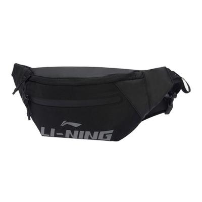 Li Ning Training Series Fashion Casual Large Logo Zipper Sports Bag Unisex Shoulder Bag Black ABLR056-3