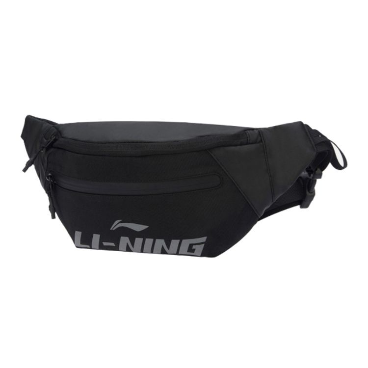 Li Ning Training Series Fashion Casual Large Logo Zipper Sports Bag Unisex Shoulder Bag Black ABLR056-3 Black