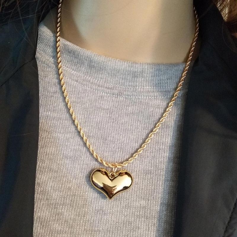 Sweet Heart Pendant Necklace Fashion Statement Choker Simple Braided Rope Collar Necklace Party Jewelry Clavicle Chain