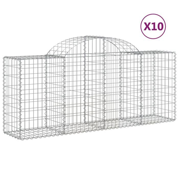 VidaXL Curved Gabion Baskets 10 Pcs 200x50x80/100 Cm Galvanized Iron, Gabion, Gabion Cage, Gabion Wall Basket, Wall 3146307