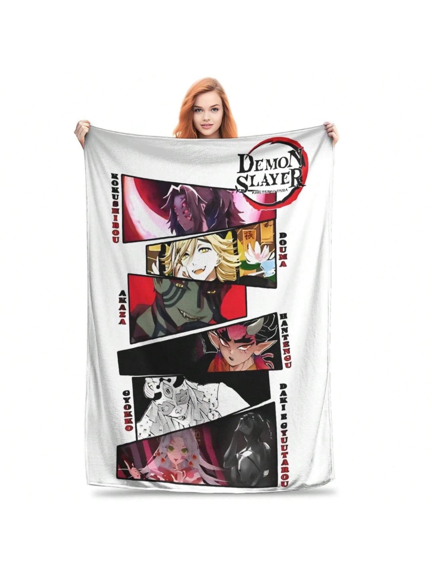 Upper Moons Kokushibo Gyokko  Blanket Cover   Flannel Throw Blanket Summer Air Conditioning Printed Bedsprea 75X95CM