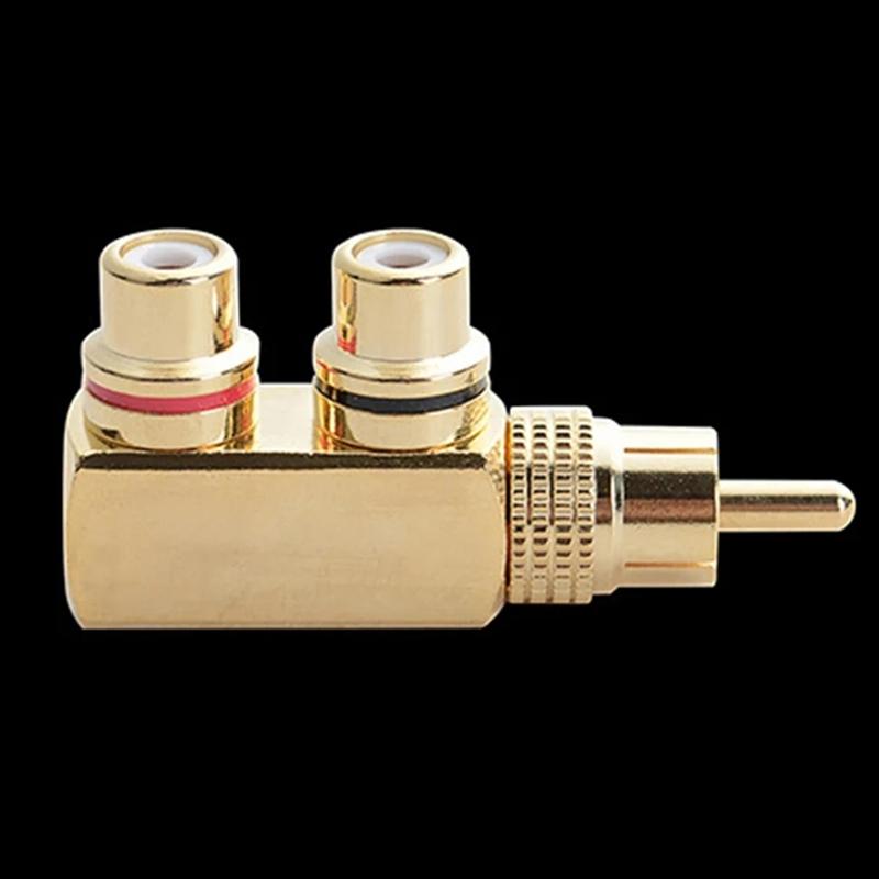 Gold Plated Av Audio Splitter Plug Rca Adapter 1 Male To 2 Female F Connector Tool
