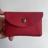 Top Grain Leather Snap Closure Coin Purse & ID Holder, Mini Lychee Pattern Card Holder for Men & Women