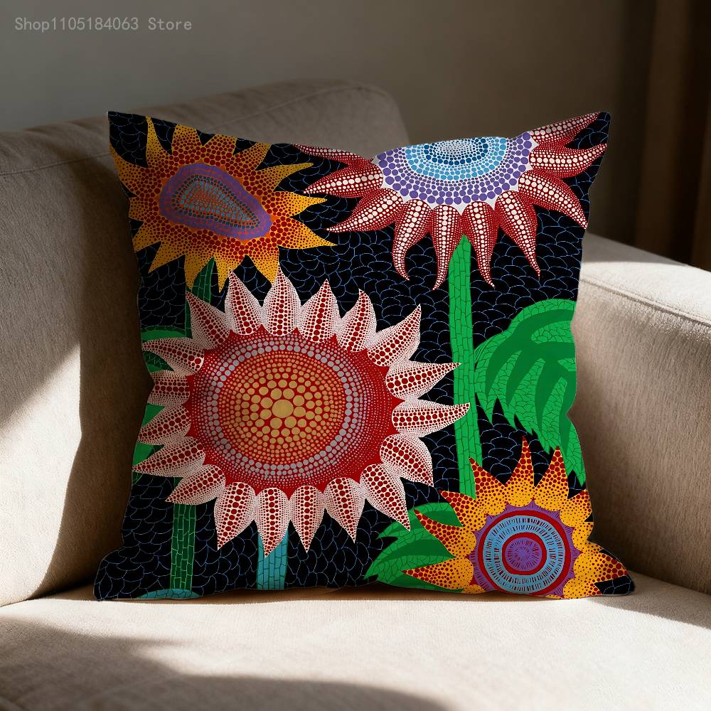 Art Y-Yayoi Pumpkin Polka Pillow Case For Sofa Decor Car Office Room Printing Cushion Cover Decorations and Protector