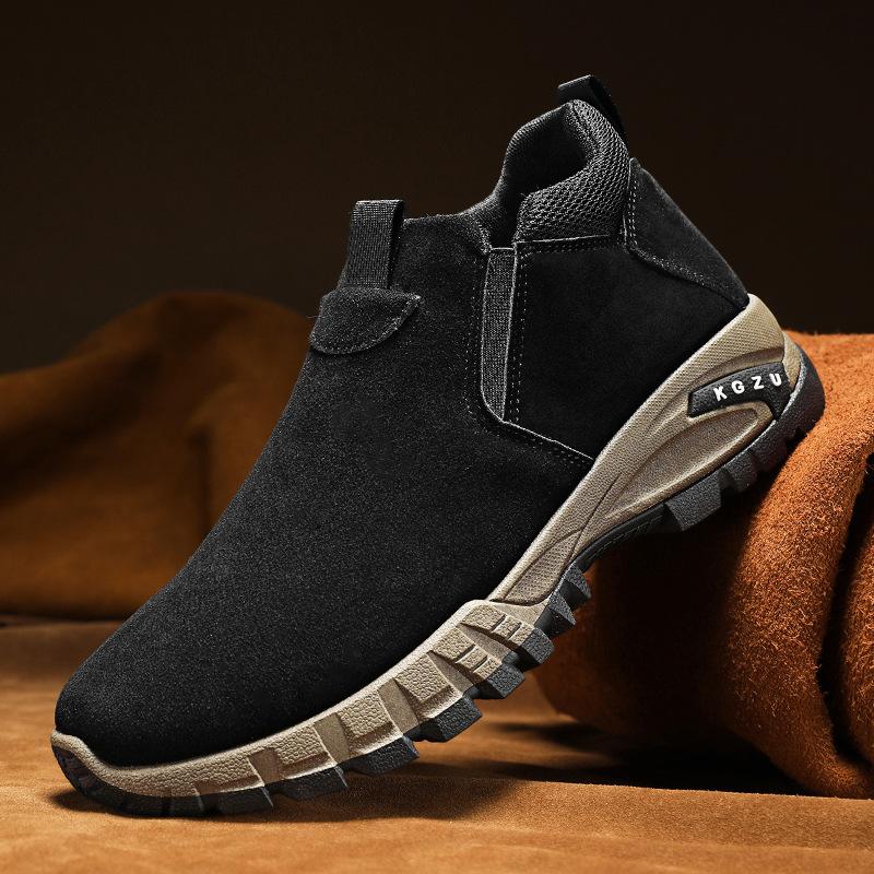 

Новые мужские ботинки, высококачественная замшевая мужская повседневная обувь, износостойкие нескользящие защитные рабочие ботинки, уличные мужские кроссовки с толстой подошвой 39 чёрный