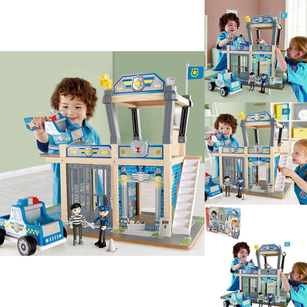 Wooden Urban Police Station Playset For Kids Interactive And Imaginative Toy