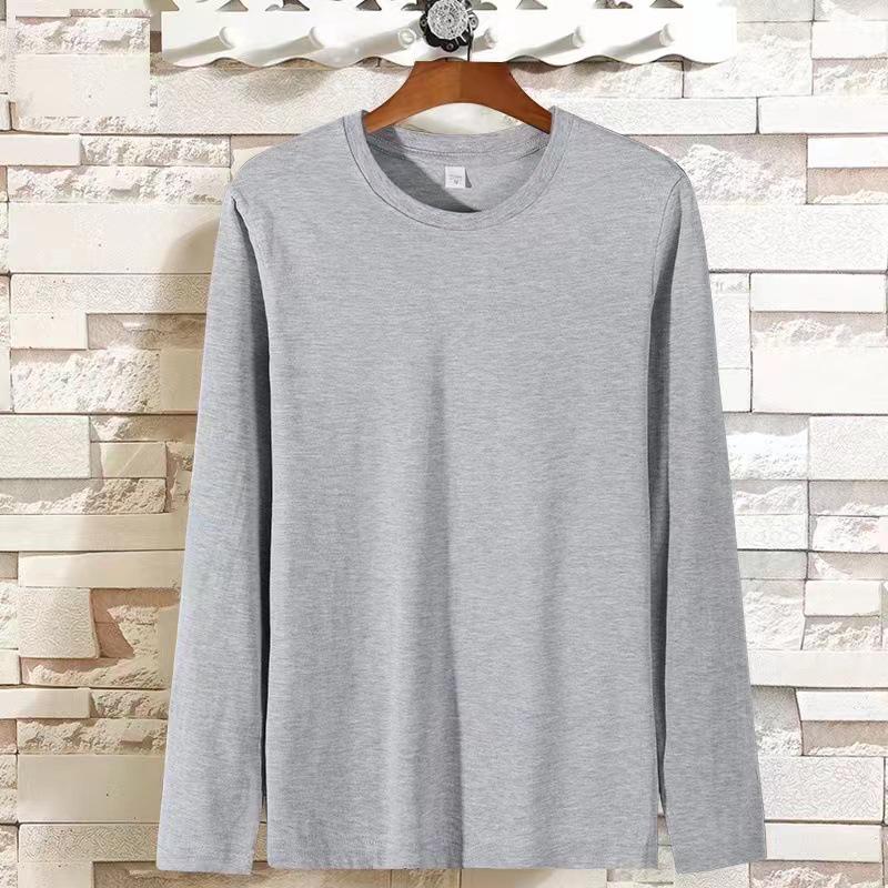 

Мужская белая хлопковая футболка с длинными рукавами и круглым вырезом - свободный крой, однотонный осенний топ XL