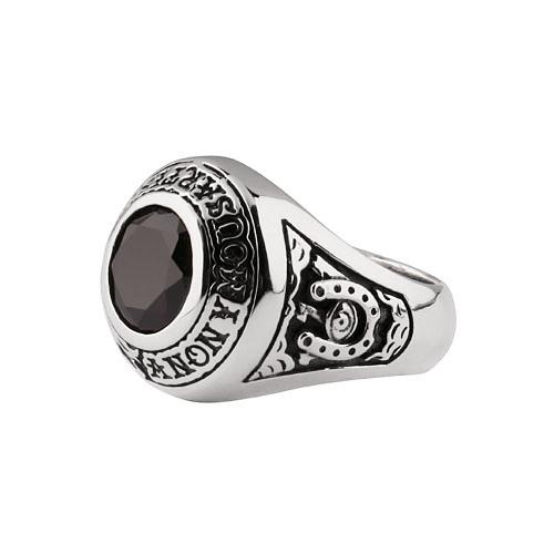 Anonymous Artisan Oldschool Officer Ring - Red Stone