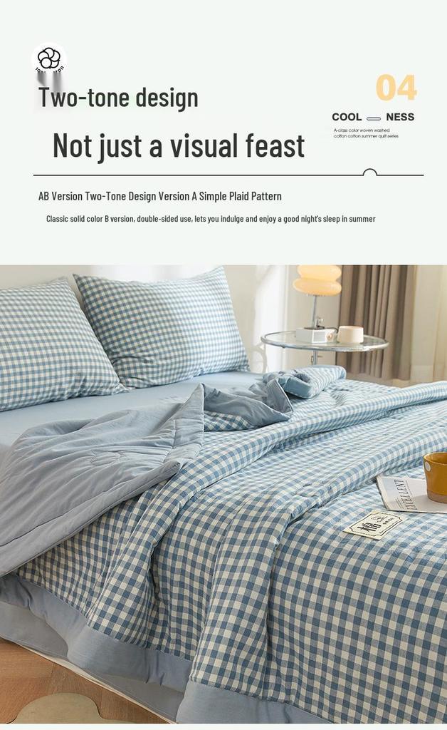 Class A Xinjiang Cotton Summer Quilt - Water-Washed, MUJI Style, Air Conditioning Thin Quilt, Machine Washable, Dormitory-Ready.