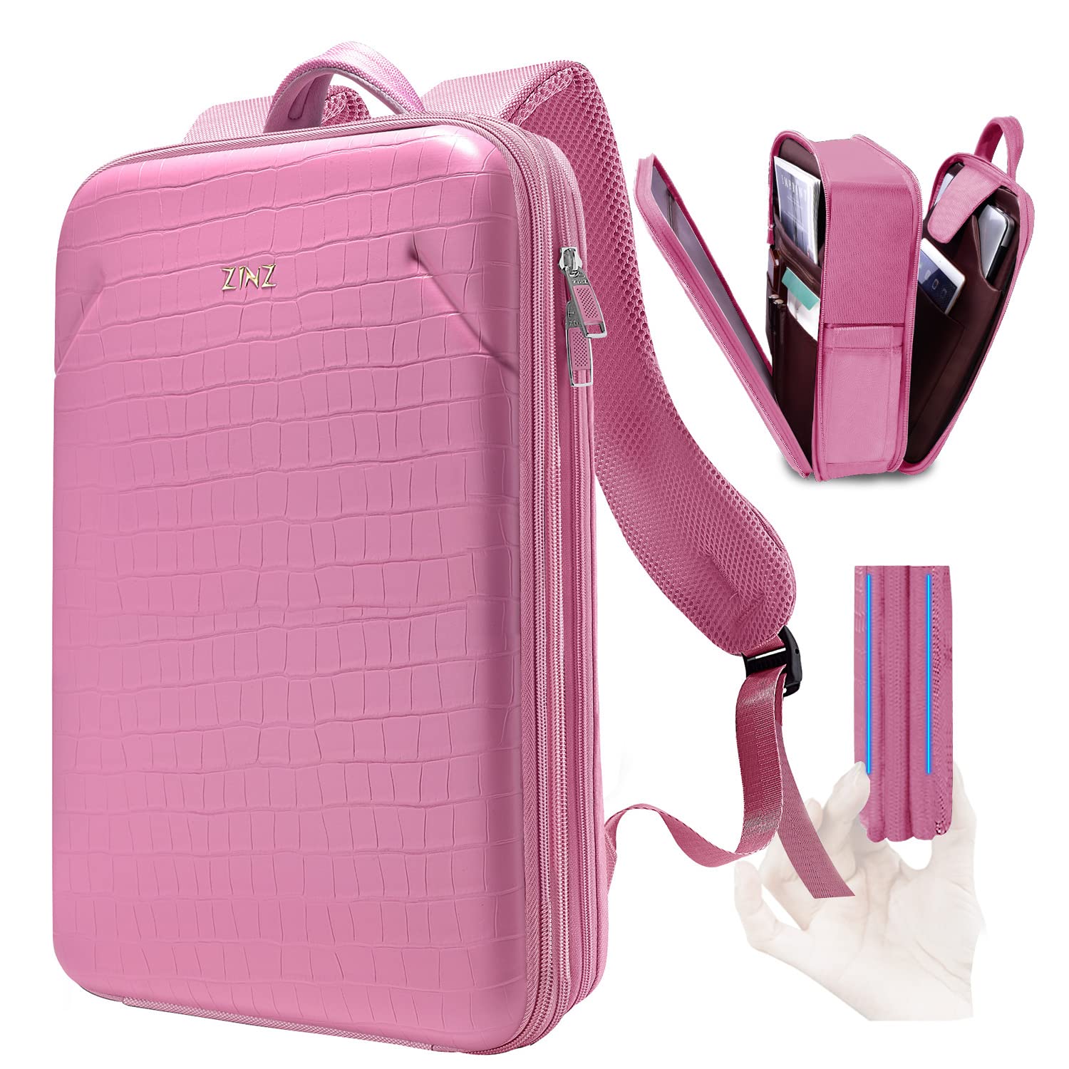 

Тонкий расширяемый рюкзак для ноутбука 15 16 дюймов Водонепроницаемый Порт для зарядки USB Жесткий корпус Ультразащита для бизнес-компьютера Бизнес P02K01 [ZINZ] 15.6