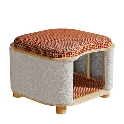 Summer Cat Nest Stool People And Cats Share All Seasons Universal Kitten House House Solid Wood Summer Mat Pet Supplies.