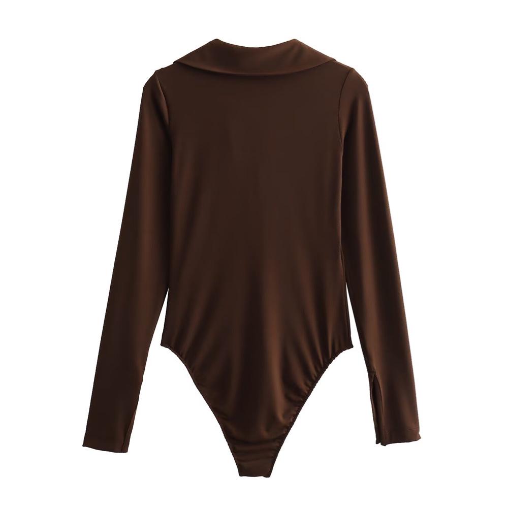 2025 Spring Women's V-Neck Slim Bodysuit: Sexy, Stylish Shirt-Style Base Layer