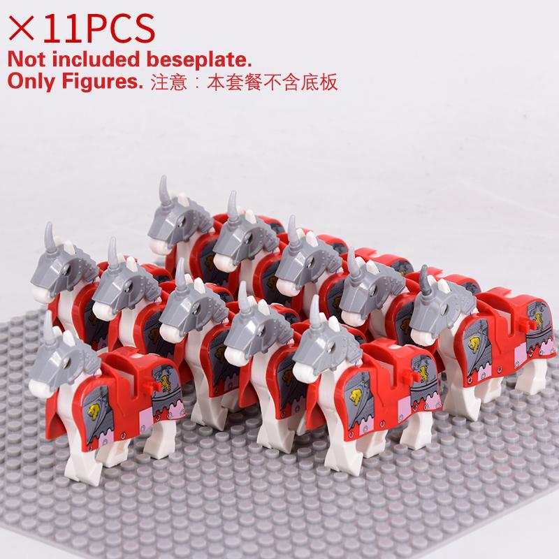 Středověké vojenské sady Figury kavalérie Válečný kůň Zvířata Stavební kostky Díly Rytířské zbraně Příslušenství Hračky pro děti dárky