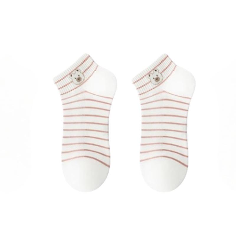 Women s Summer Cotton Socks: Cute Bear & Stripes, Anti-Odor Mesh, 2025 Style One Size 35-39