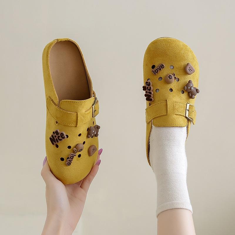 Casual women's summer new bag head slippers retro versatile without heel half drag outside sandals