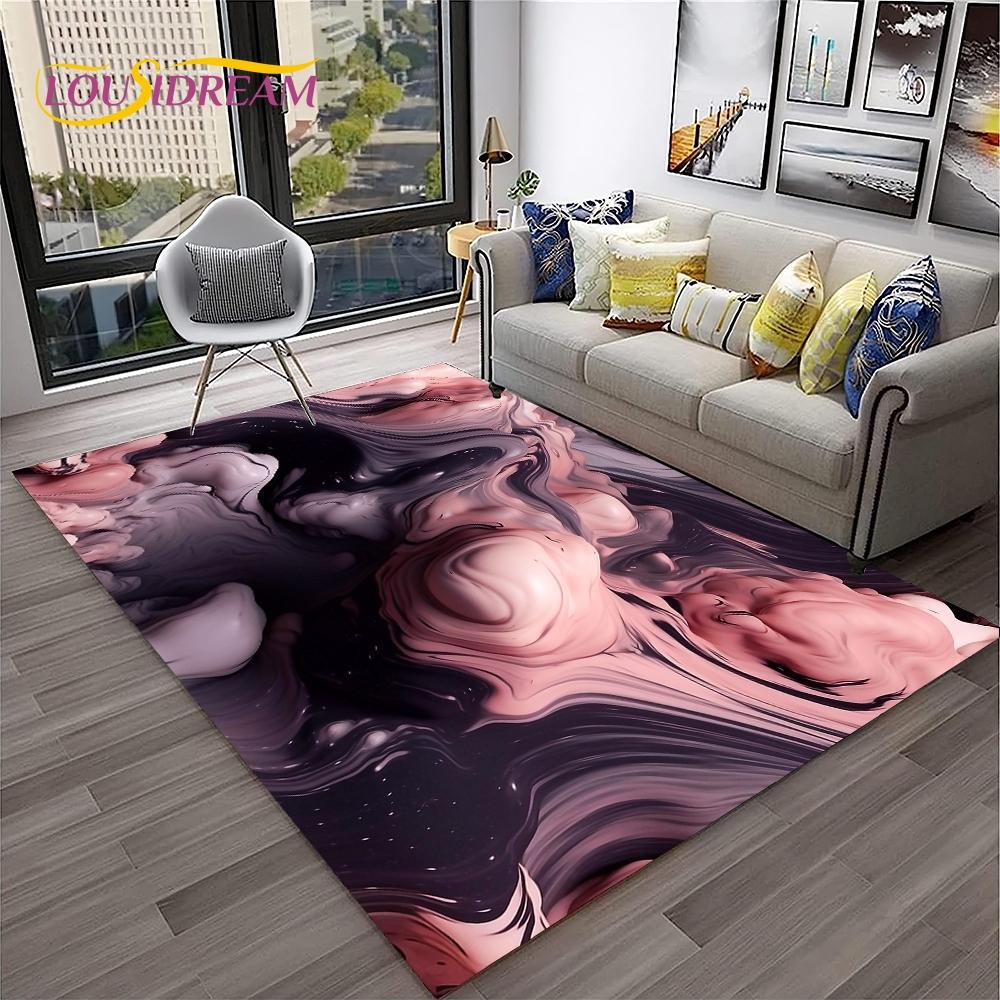 3D Illusion Fluid Colour Irregular Marble HD Carpet Rug for Home Living Room Sofa Doormat Decor,kids Area Rug Non-slip Floor Mat